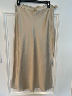 Something Navy Champagne Satin Maxi Skirt